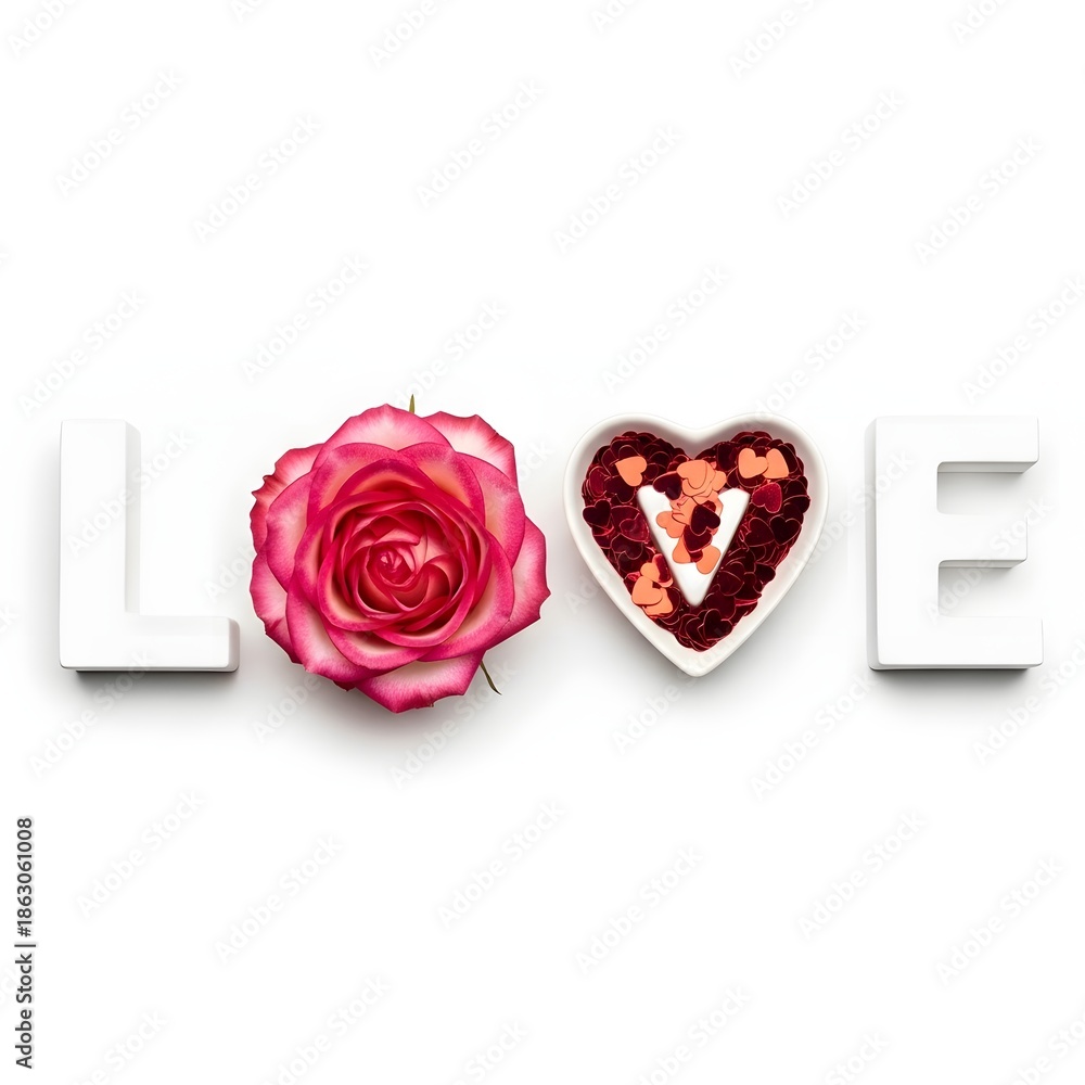Fototapeta premium Elegant display of love with rose and chocolate
