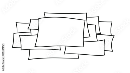 Pile of blank papers on white background