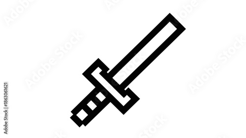 Simple black sword icon on white background