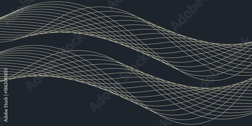 Abstract geometric vector curve lines shape in premium gold color isolated on transtransparent background. Dinamic flowing gold gradient wave pattern. Vector llustration