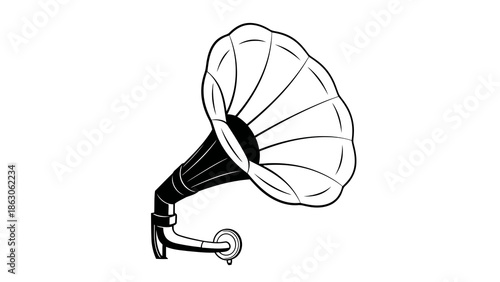 Vintage gramophone illustration on white background