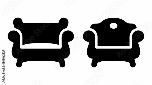 Two elegant armchairs in modern minimalist design