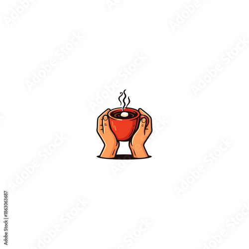 Hands Holding Hot Coffee Cup icon flat vector design