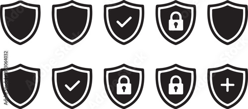 A collection of shield icons for security and protection