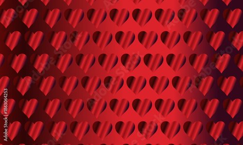 Luxury Red Heart Pattern Background with Metallic Gradient Texture, Seamless Romantic Valentine's Day Wallpaper for Greeting Cards and Gift Wrap, Elegant Deep Crimson Love Symbols for Wedding Decor 