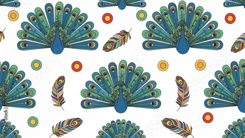 Peacock Pattern Featuring Vibrant Feather Designs.