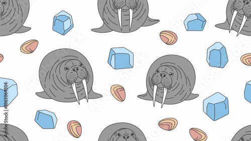 Walrus Pattern with Iceberg and Fish.