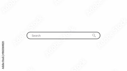 Minimalist Search Bar Interface Element Animation with Magnifying Glass Icon Reveal, Ideal for Compositing and VFX Backgrounds 4k video animation seamless loop