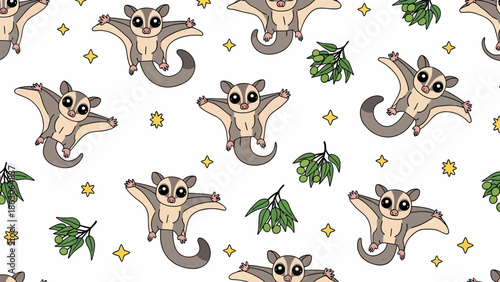 Cute Cartoon Sloth Pattern Design Elements.