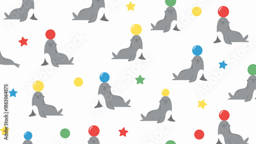 Seals with Colored Balls on Heads Pattern.