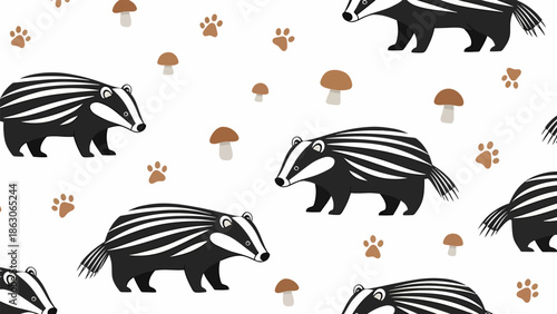 Illustration of Badger Animal Design Elements.