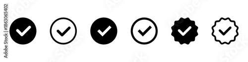 Collection of verified checkmark icons in various styles