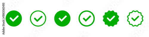 Collection of green checkmark icons for verification and approval