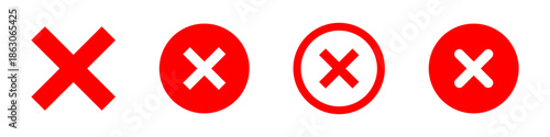 Red cross symbol and variations on a white background