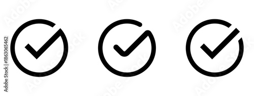 Three circular check marks in a row