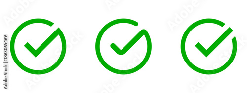 Three green checkmarks inside circles