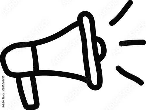 Hand drawing Electric megaphone with sound or marketing advertising line art vector icon for apps and websites 