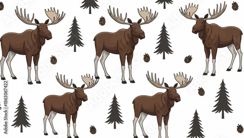 Moose Antlers Pattern Illustration Design.