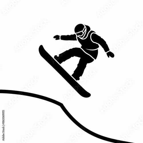 Snowboarder in mid air trick.