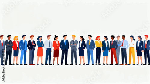 diverse business people standing in line