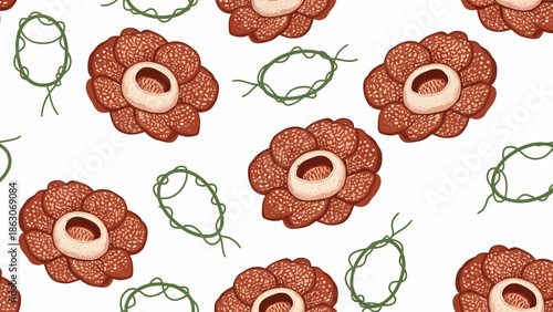 Red Floral Pattern with White Center.