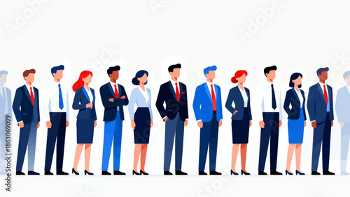 Business people in suits standing in line