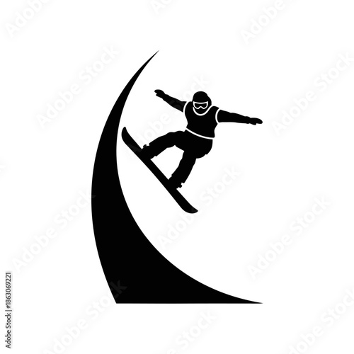 Snowboarder in mid air trick.