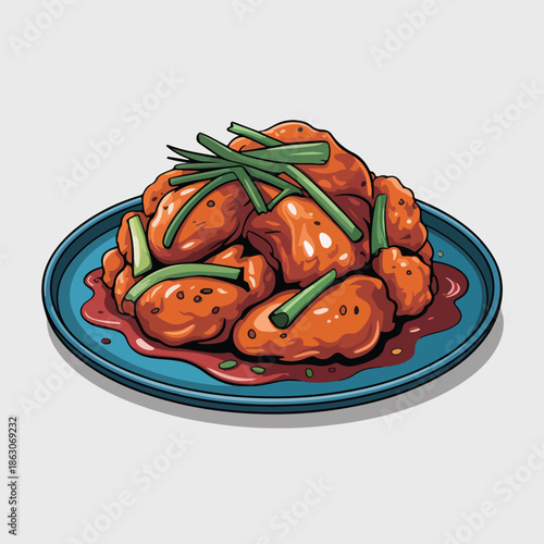 Healthy gourmet meal of delicious grilled chicken breast and fresh meat served with a variety of cooked vegetables and tomato salad on a white plate for a nutritious lunch or dinner