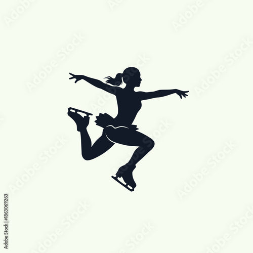 Woman in motion on ice skates.