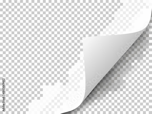 A white paper corner is peeling up from a transparent background