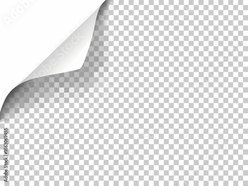 A curled white paper corner revealing a transparent checkered background