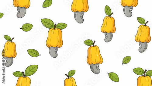 Pattern of Pears and Leaves Illustration.