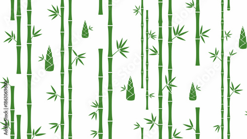 Bamboo Stems and Leaves Pattern Design.