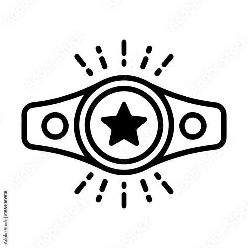 Outline vector icon of a shining championship belt with a prominent star, symbolizing victory, top performance, and unparalleled achievement. Perfect for celebrating success in any competitive field