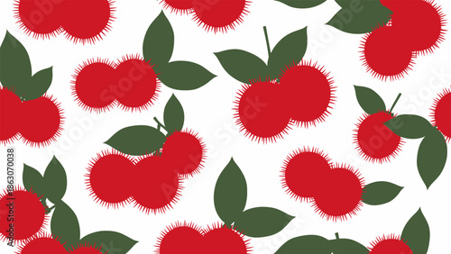 Red Apples with Green Leaves Pattern.