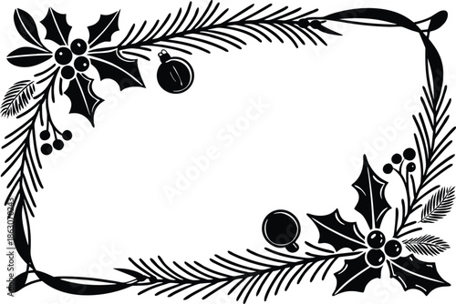 Classic Christmas Frame Artwork. Seasonal Christmas Frame Design. Elegant Christmas Frame Illustration. Christmas Frame with Holiday Theme. Creative Christmas Frame Artwork