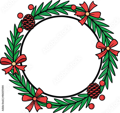 Christmas Frame Illustration. Festive Christmas Frame Design. Holiday Christmas Frame Border. Winter Holiday Christmas Frame. Decorative Christmas Frame Illustration. Classic Christmas Frame Artwork