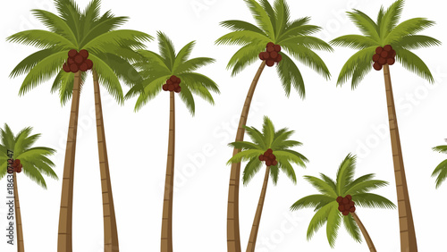 Group of Palm Trees with Coconuts.