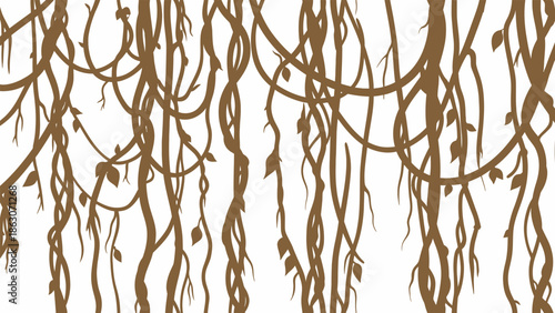 Brown Seaweed Hanging Down in Water.