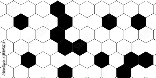 Seamless vector illustration of black and white soccer ball pattern background.
