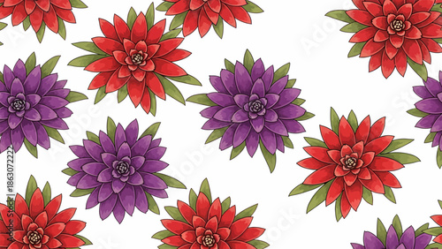 Colorful flowers pattern on white background.