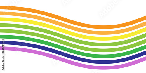 Colorful curved stripes in pastel shades on abstract blue