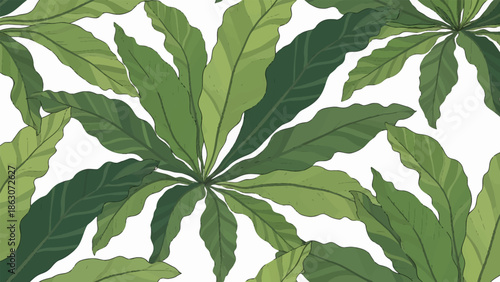 Green Leaves Pattern with Various Shades.