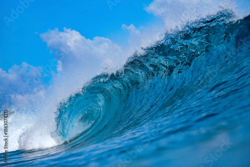 Powerful ocean wave crashing at coastline.Bali.Indonesia