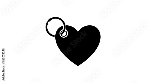 Black heart shape with a metal ring, a simple and elegant symbol of love and affection.