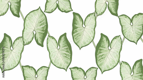 Green Heart Shaped Leaves Pattern.