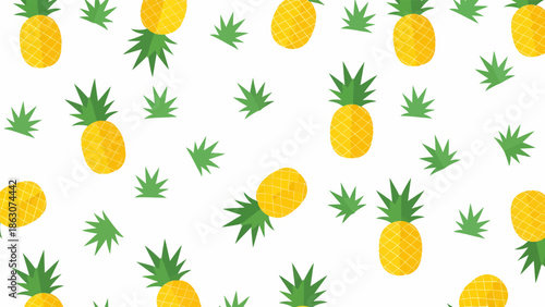 Pineapples Pattern with Green Leaves.