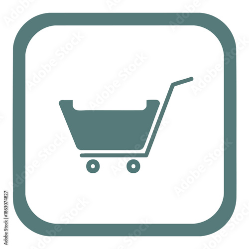 A green shopping cart icon inside a rounded square border