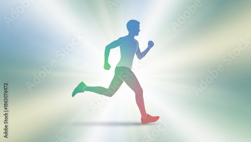 Silhouette of a man running with a colorful gradient representing fitness and health ideal for sports and wellness concepts