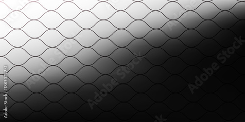 Abstract geometric background featuring a repeating wave or scallop pattern with a smooth monochrome gradient transitioning from light gray to deep black.